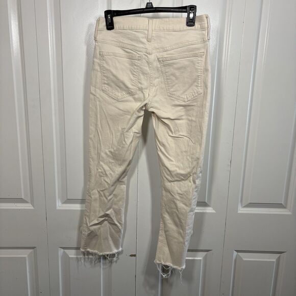 J.Crew Demi Boot Crop Jeans Women 27 Ivory Raw Hem Coastal Cowgirl Resortcore - Picture 5 of 11